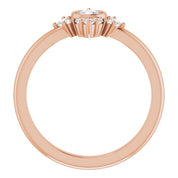 14K Rose Natural White Sapphire & 1/5 CTW Natural Diamond Ring