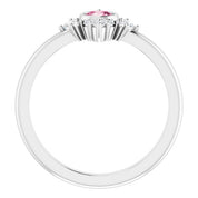 Sterling Silver Natural Pink Tourmaline & 1/5 CTW Natural Diamond Ring