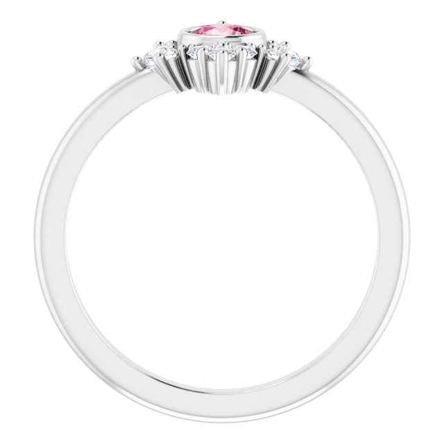 Sterling Silver Natural Pink Tourmaline & 1/5 CTW Natural Diamond Ring