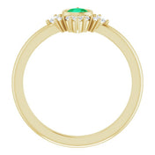 14K Yellow Lab-Grown Emerald & 1/5 CTW Natural Diamond Ring