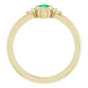 14K Yellow Lab-Grown Emerald & 1/5 CTW Natural Diamond Ring