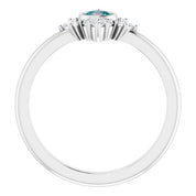 14K White Lab-Grown Alexandrite & 1/5 CTW Diamond Ring
