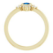 14K Yellow Lab-Grown Blue Sapphire & 1/5 CTW Natural Diamond Ring