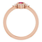 14K Rose Natural Ruby & 1/5 CTW Natural Diamond Ring
