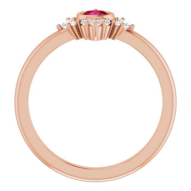 14K Rose Natural Ruby & 1/5 CTW Natural Diamond Ring