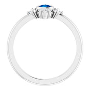 Sterling Silver Natural Blue Sapphire & 1/5 CTW Natural Diamond Ring