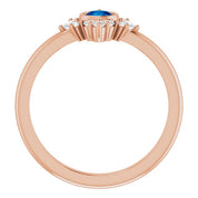 14K Rose Natural Blue Sapphire & 1/5 CTW Natural Diamond Ring