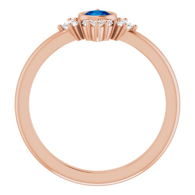 14K Rose Natural Blue Sapphire & 1/5 CTW Natural Diamond Ring