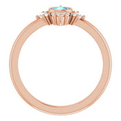 14K Rose Natural Aquamarine & 1/5 CTW Natural Diamond Ring