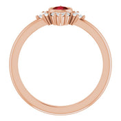 14K Rose Natural Mozambique Garnet & 1/5 CTW Natural Diamond Ring