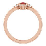 14K Rose Natural Mozambique Garnet & 1/5 CTW Natural Diamond Ring