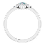 Platinum Lab-Grown Alexandrite & 1/5 CTW Natural Diamond Ring