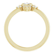 14K Yellow Natural White Sapphire & 1/5 CTW Natural Diamond Ring