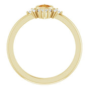 14K Yellow Natural Citrine & 1/5 CTW Natural Diamond Ring
