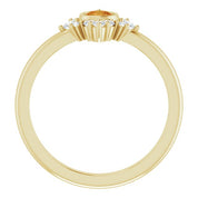14K Yellow Natural Citrine & 1/5 CTW Natural Diamond Ring