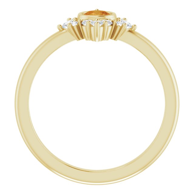 14K Yellow Natural Citrine & 1/5 CTW Natural Diamond Ring