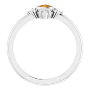 Platinum Natural Citrine & 1/5 CTW Natural Diamond Ring