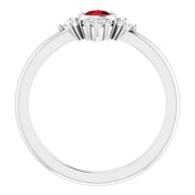 Sterling Silver Natural Mozambique Garnet & 1/5 CTW Natural Diamond Ring
