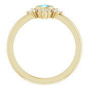 14K Yellow Natural Aquamarine & 1/5 CTW Natural Diamond Ring