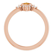 14K Rose Natural Citrine & 1/5 CTW Natural Diamond Ring