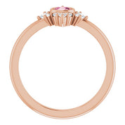 14K Rose Natural Pink Tourmaline & 1/5 CTW Natural Diamond Ring