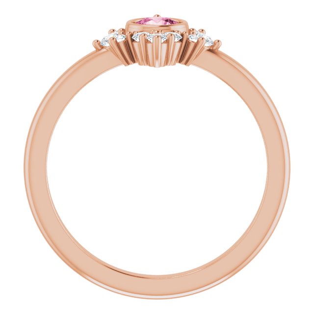 14K Rose Natural Pink Tourmaline & 1/5 CTW Natural Diamond Ring