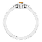 14K White Natural Citrine & 1/5 CTW Natural Diamond Ring