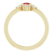 14K Yellow Lab-Grown Ruby & 1/5 CTW Natural Diamond Ring