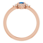 14K Rose Lab-Grown Blue Sapphire & 1/5 CTW Natural Diamond Ring