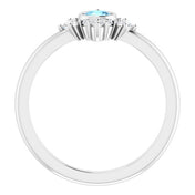 Platinum Natural Aquamarine & 1/5 CTW Natural Diamond Ring