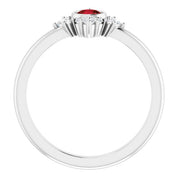 Platinum Natural Mozambique Garnet & 1/5 CTW Natural Diamond Ring
