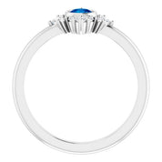 Platinum Natural Blue Sapphire & 1/5 CTW Natural Diamond Ring