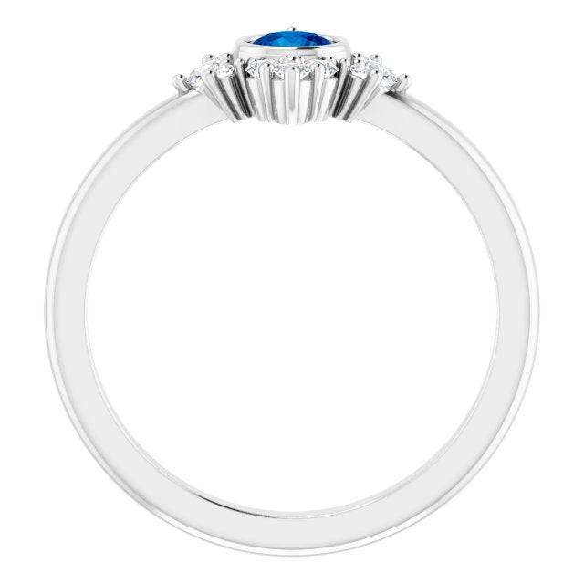 Platinum Natural Blue Sapphire & 1/5 CTW Natural Diamond Ring