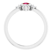 Platinum Lab-Grown Ruby & 1/5 CTW Natural Diamond Ring