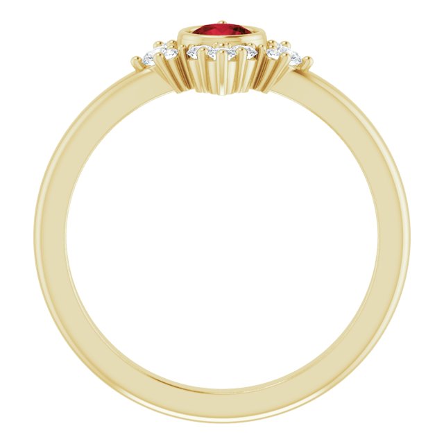 14K Yellow Natural Mozambique Garnet & 1/5 CTW Natural Diamond Ring