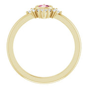 14K Yellow Natural Pink Tourmaline & 1/5 CTW Natural Diamond Ring