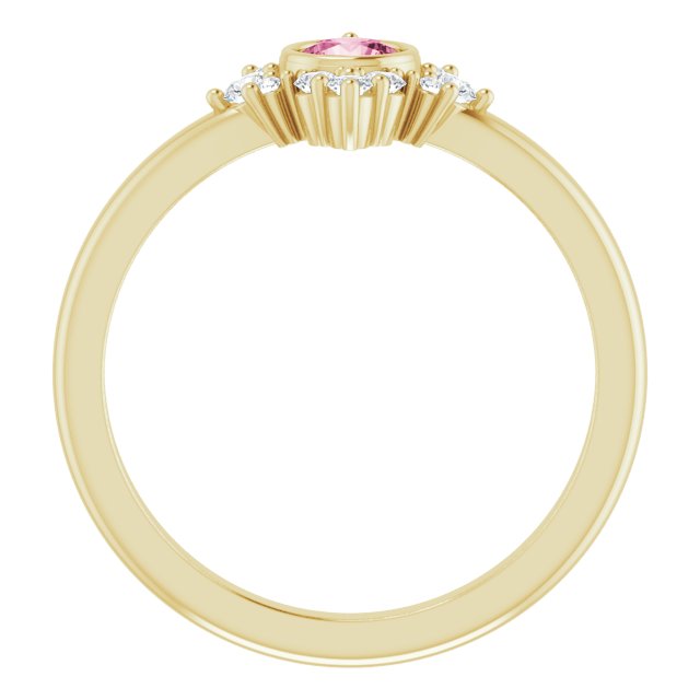 14K Yellow Natural Pink Tourmaline & 1/5 CTW Natural Diamond Ring