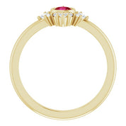 14K Yellow Natural Ruby & 1/5 CTW Natural Diamond Ring