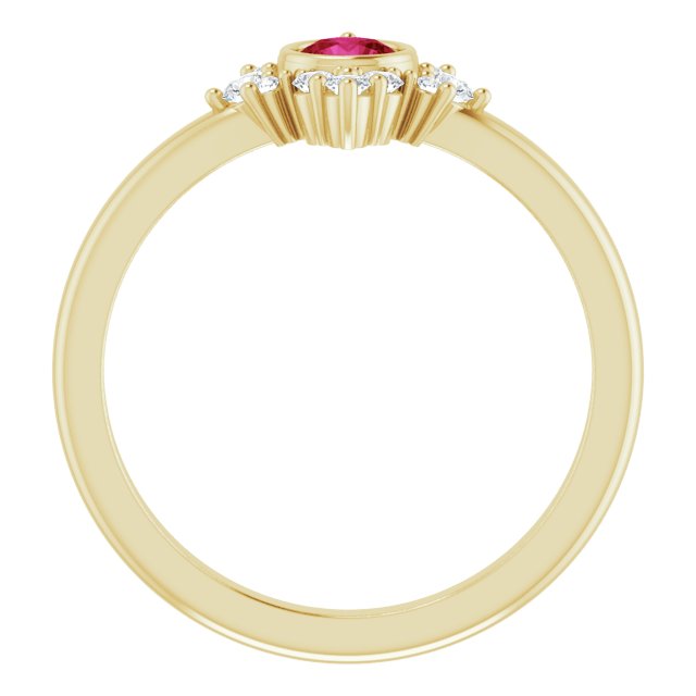 14K Yellow Natural Ruby & 1/5 CTW Natural Diamond Ring