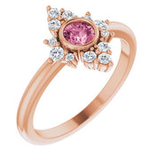 14K Rose Natural Pink Tourmaline & 1/5 CTW Natural Diamond Ring