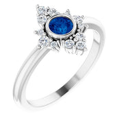 Platinum Natural Blue Sapphire & 1/5 CTW Natural Diamond Ring