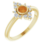 14K Yellow Natural Citrine & 1/5 CTW Natural Diamond Ring