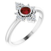 Platinum Natural Mozambique Garnet & 1/5 CTW Natural Diamond Ring