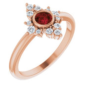 14K Rose Natural Mozambique Garnet & 1/5 CTW Natural Diamond Ring