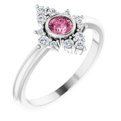 Platinum Natural Pink Tourmaline & 1/5 CTW Natural Diamond Ring