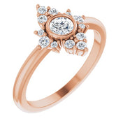 14K Rose Natural White Sapphire & 1/5 CTW Natural Diamond Ring