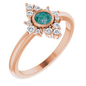 14K Rose Lab-Grown Alexandrite & 1/5 CTW Natural Diamond Ring
