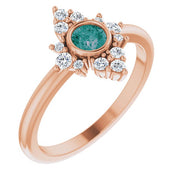 14K Rose Lab-Grown Alexandrite & 1/5 CTW Natural Diamond Ring