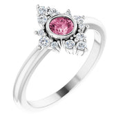 Sterling Silver Natural Pink Tourmaline & 1/5 CTW Natural Diamond Ring