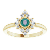 14K Yellow Lab-Grown Alexandrite & 1/5 CTW Natural Diamond Ring